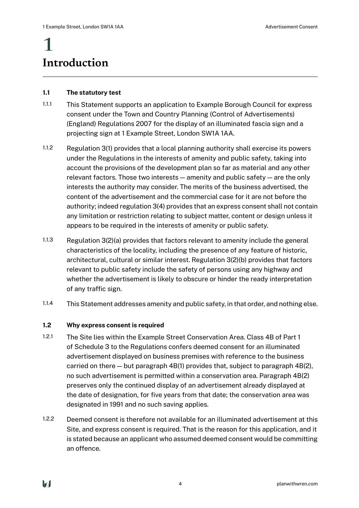 A page from the Advertisement Consent specimen.