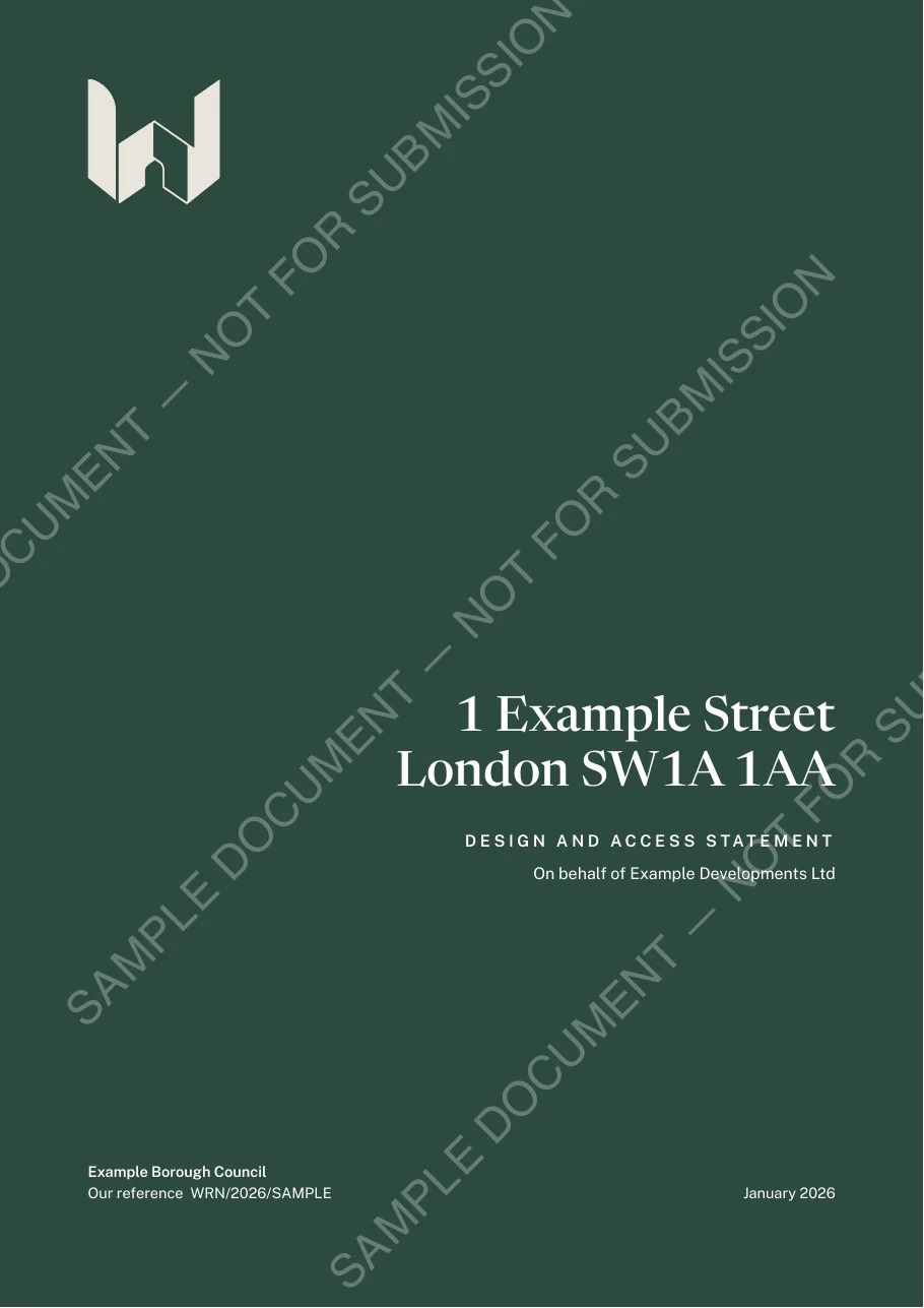 Cover page of the Design and Access Statement specimen