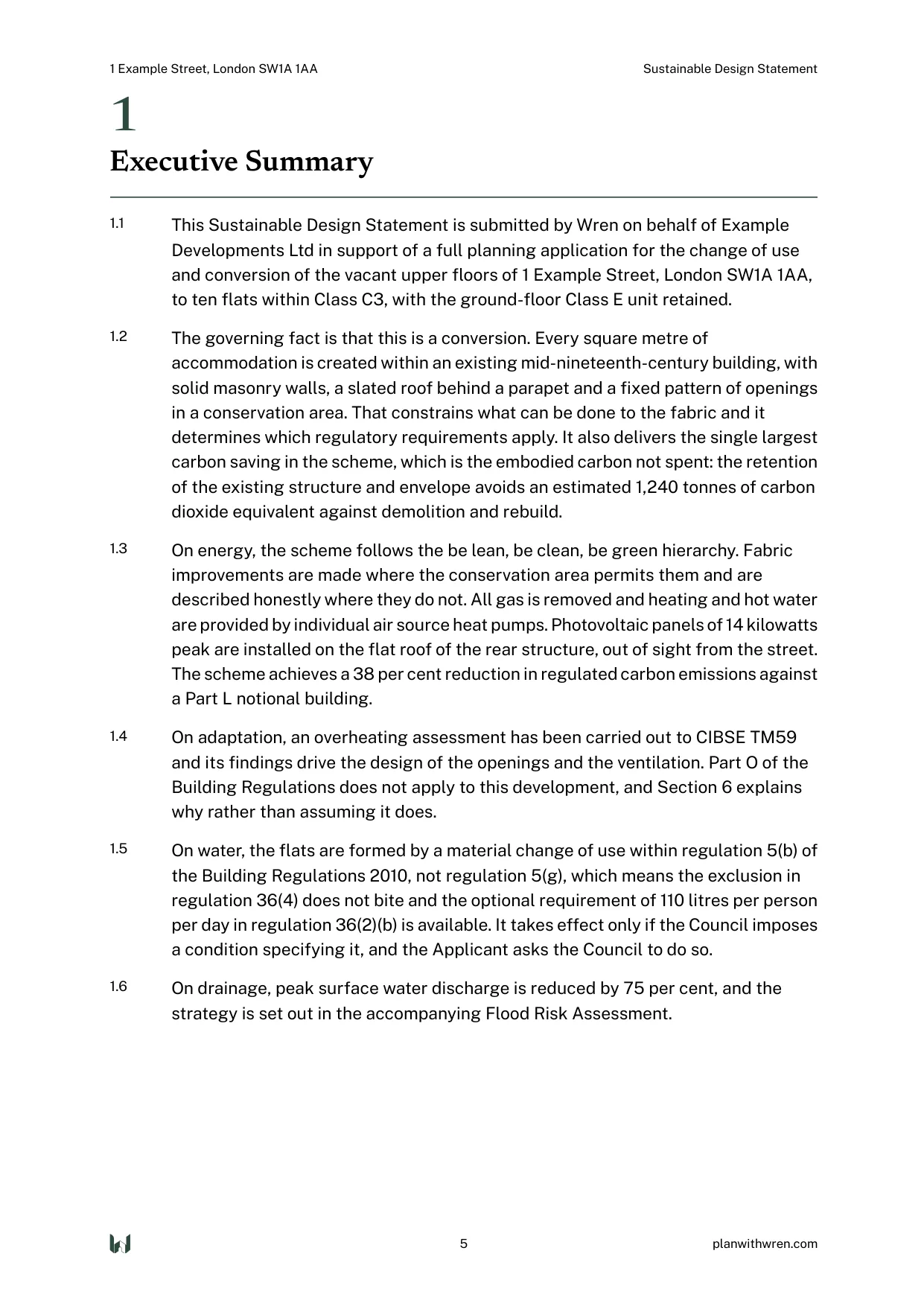 A page from the Sustainable Design Statement specimen